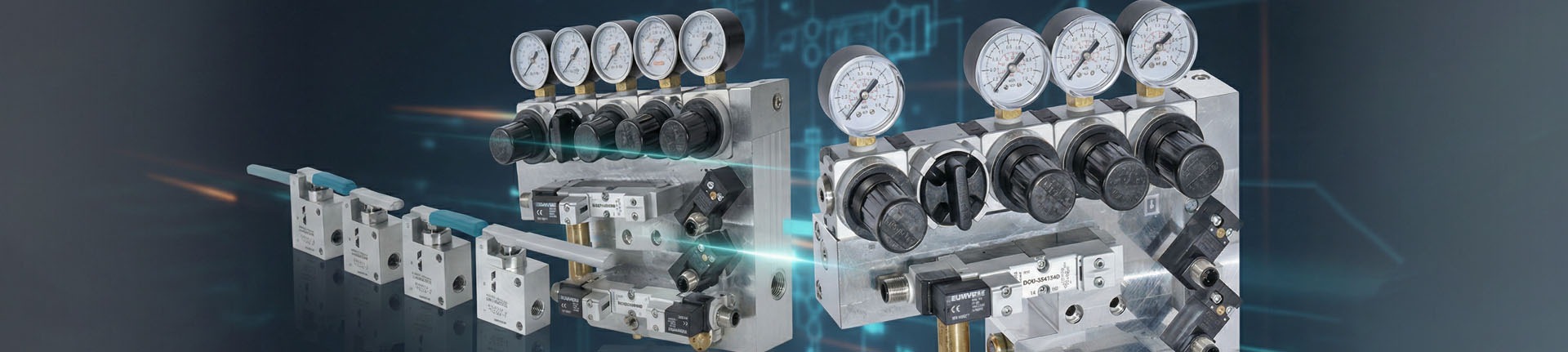Website Banner der Kompakt-Steuerungen und Ventile zeigt