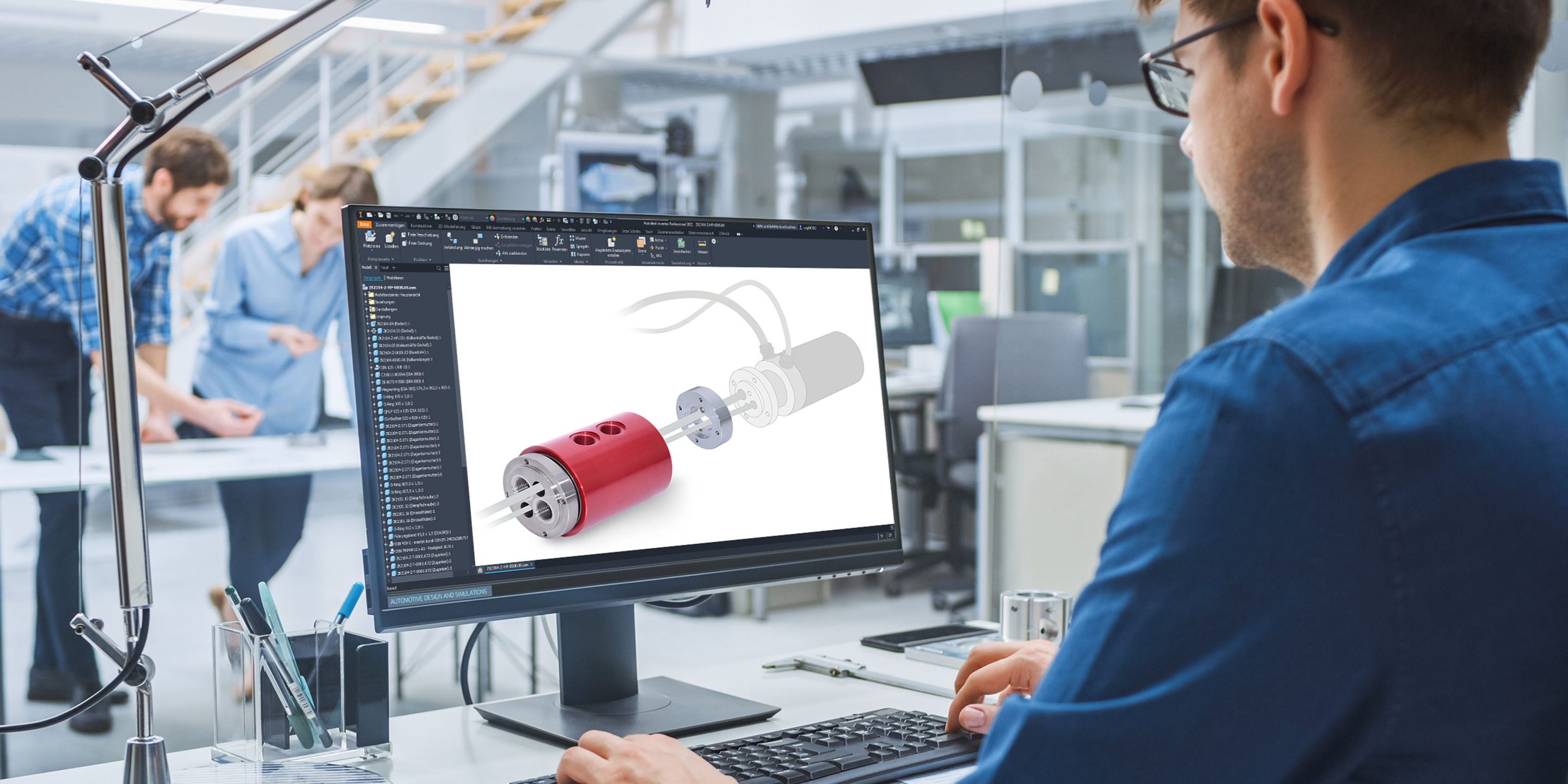 Businesswoman typing on a laptop with a blog hologram and social media icons, representing the concept of online content creation